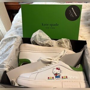 Kate Spade Hello Kitty XX Optic White and Green Sneakers size 7.5